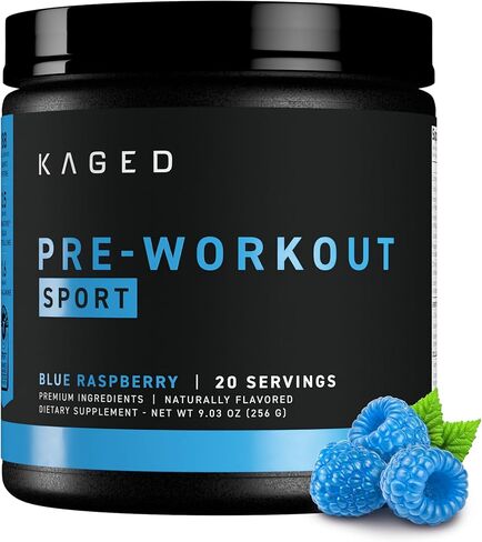 Kaged Sport Pre Workout Powder for Men & Women, Mango Lime, Sport Certified, 188mg Caffeine, Nitric Oxide Supplement, Beta Alanine for Energy, Weightlifting, Cardio Endurance & Strength, 20 Servings in Kuwait