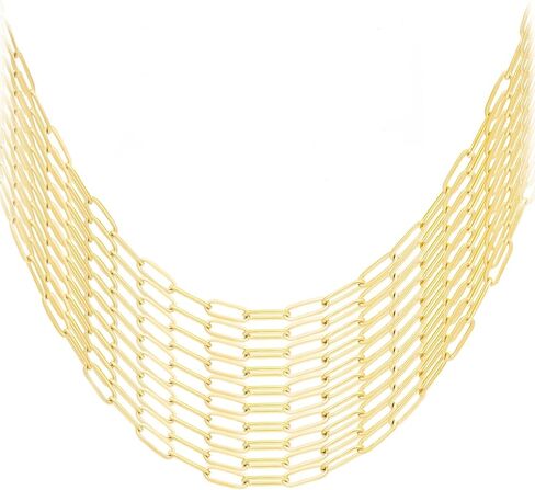 10PCS 4mm 18K Gold Plated 16Inch Paperclip Chain Necklace for Women with 10PCS Alloy Charm Gold Satinless Steel Paperclip Charm Necklace Chain Bulk Bow Crown Love Necklaces in Saudi Arabia