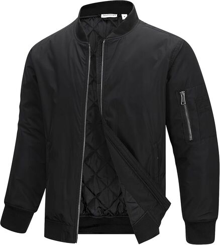 33,000ft Men's Bomber Jacket Waterproof Zip Up Windbreaker Quilted Padded Lightweight Warm Casual Spring Fall Winter Coat in Saudi Arabia