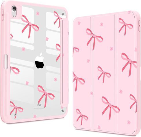Teryeefi for iPad Air 11-Inch Case M3 (2025) / M2 (2024), iPad Air 4th/5th Generation, iPad Pro 11 in 4th/3rd/2nd/1st Generation - Clear Back Cover with Pencil Holder Auto Wake/Sleep (Cute Bows) in Saudi Arabia