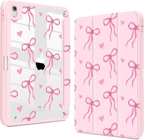 Teryeefi for iPad Air 11-Inch Case M3 (2025) / M2 (2024), iPad Air 4th/5th Generation, iPad Pro 11 in 4th/3rd/2nd/1st Generation - Clear Back Cover with Pencil Holder Auto Wake/Sleep (Cute Bows) in Saudi Arabia