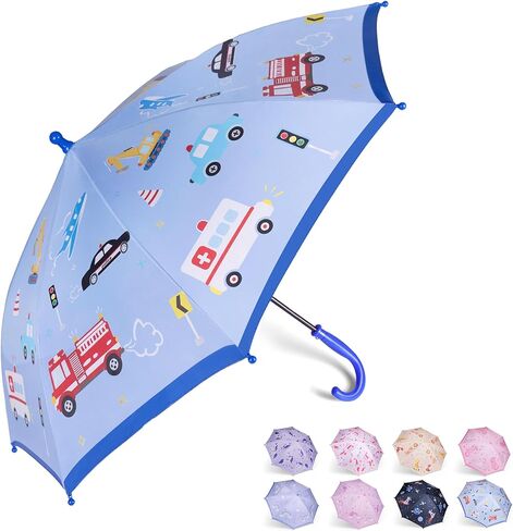 2 Pack Kids Umbrellas, Toddler Umbrella for Girls Age 3-10, with Larger 35" Arc Perfect Size, Windproof and UV/Sun Protection, with Easy-Grip Hook Handle, Unicorn Pink and Purple in Saudi Arabia