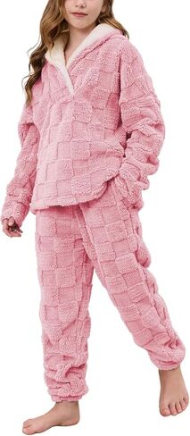 AMEBELLE الفتيات 2 قطعة وتتسابق السراويل مجموعة غامض الخامس الرقبة البلوز البلوز مرونة الخصر الصوف السراويل مجموعة ملابس جرزاية in Kuwait