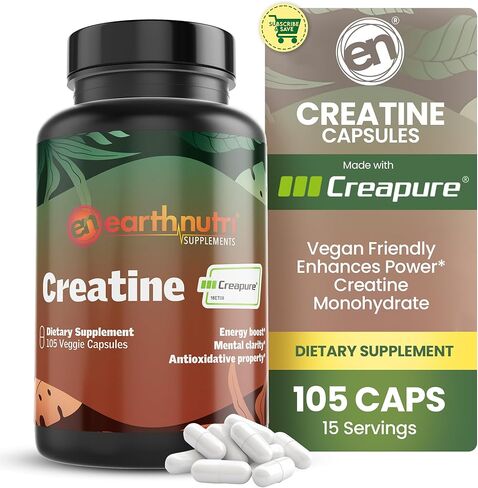 كبسولة الكرياتين المصنوعة من كرياتين Creapure® الألماني الصنع، نباتي، معتمد من الشريعة اليهودية وحلال، 5000 مجم لكل حصة - 105 كبسولات (7 كبسولات لكل حصة) in Saudi Arabia