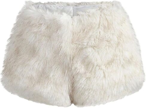MakeMeChic Women's Y2K Faux Fur Micro Mini Shorts Party Fuzzy Low Waisted Grunge Skorts in Saudi Arabia