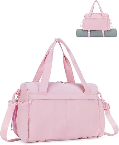 Small Gym Bag, Mini Gym Bag for Women with Yoga Mat Holder and Wet Compartment, Cute Small Yoga Mat Bag with Water Bottle Pocket for Workout Dance, Pink in Kuwait