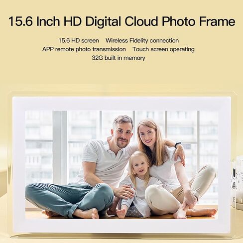 إطار صور رقمي مقاس 15.6 بوصة، إطار صور بشاشة لمس LCD عالية الدقة بالكامل يدور 360 درجة، ذاكرة وصول عشوائي 1 جيجا DDR3 سعة 32 جيجا بايت، مشغل فيديو صور ذكي لاسلكيًا لديكور المنزل (قابس أمريكي) in Saudi Arabia