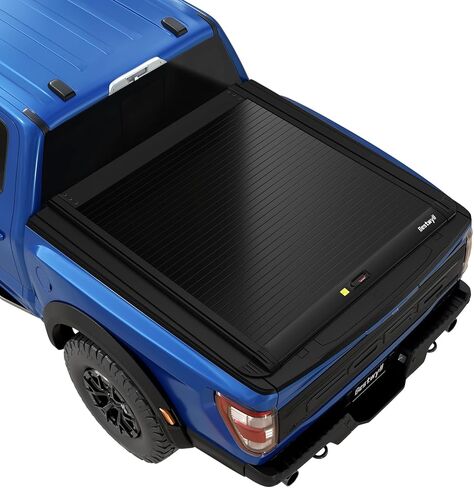 غطاء Tonneau الصلب القابل للسحب-يناسب 2015-2025 Ford F-150 5.5 '(66 ") سرير شاحنة (بما في ذلك Raptor/Lightning)-مع قفل ميكانيكي و T-slot | K22 | ملحقات ألومنيوم أسود غير لامع in Kuwait