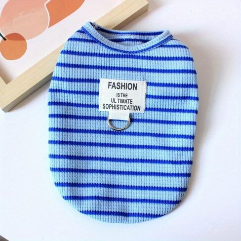 1PC Macaroon Striped Pet Vest, Spring and Summer Thin Striped Pet Clothing with Leash Ring, Pink, L in Saudi Arabia