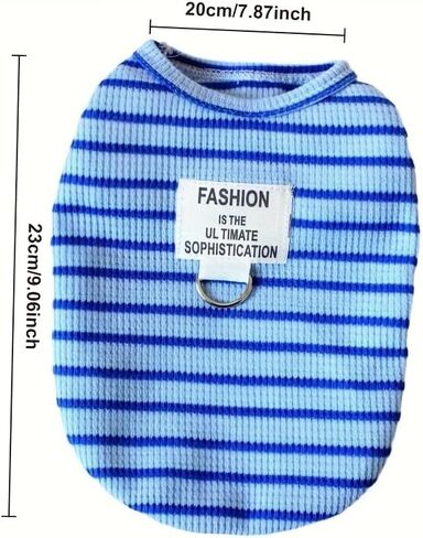 1PC Macaroon Striped Pet Vest, Spring and Summer Thin Striped Pet Clothing with Leash Ring, Pink, L in Saudi Arabia