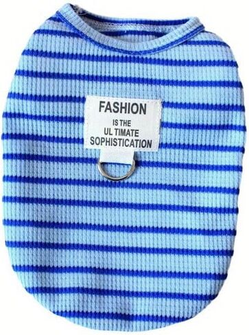 1PC Macaroon Striped Pet Vest, Spring and Summer Thin Striped Pet Clothing with Leash Ring, Pink, L in Saudi Arabia