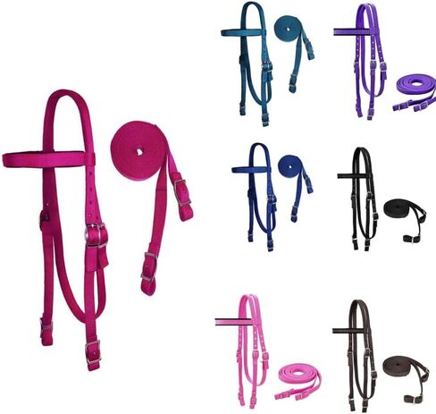 غطاء رأس حصان غربي مبطن بطبقة مزدوجة من النايلون من تاهو تاك مع زمام (أحمر، كوب) in Kuwait