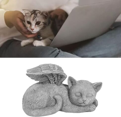 Pet Memorial Statue, Angel Pet Memorial Grave Marker Tribute Statue Sleeping Pet Angel Garden Sculpture for Pet Memorial Gravestone Ornament (Angel Dog) in Saudi Arabia