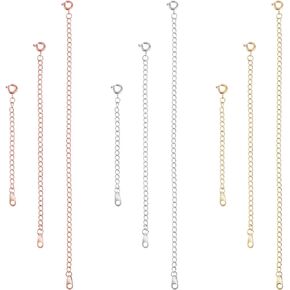 9 Pcs Necklace Extenders Gold Silver Rose Gold Necklace Extender Necklace Extensions Delicate Stainless Steel Jewelry Chain Extenders for Necklace Bracelet Anklet, 5/10/15cm Long, Thick Style in Saudi Arabia