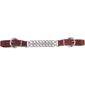 Weaver Leather Latigo Leather Double Flat Link Chain Curb Strap Burgundy, 4 1/2-Inch