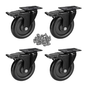 5 inch Plate Caster Wheels with Safety Dual Locking Set of 4 No Noise Heavy Duty Swivel Casters All with Brake Total Bearing 1400lbs