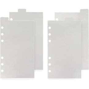 4-Tab A6 Transparent Binder Tabs Divider Index Top Vertical Tabs 6 Rings Clear PVC Index Tab Divider Page Sheets for 6 Holes Binder Planner Journal Notebook (Divider Set)
