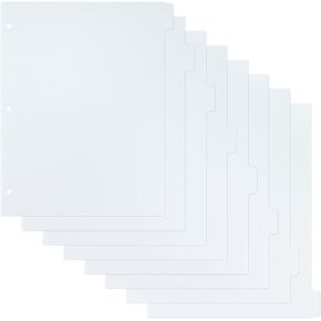 Black Plastic Dividers for 3 Ring Binder, 8-Tab Binder Dividers, 3 Ring Dividers with Tabs, Binder Tabs Perfect for School or Office Use (Black- 10 Pack)