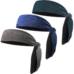 EasYoung Men's Headbands, 3-Pack Head Ties, Non Slip Sweat-Wicking Headbands for Running, Tennis, Hairband for Women & Men