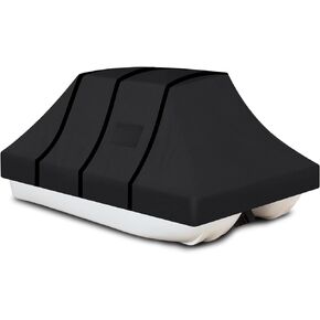 Pond Boat Storage Cover,8-10.2ft Molded Pond Boat Cover,600D Marine Grade Heavy Duty Waterproof UV Resistant Pond Boat Cover with Drawstring and Buckle Belt (Black)