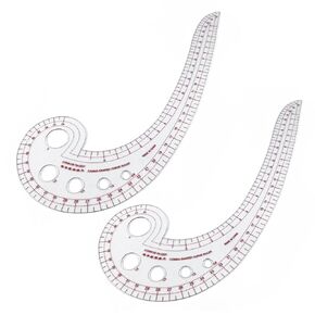DIY Sewing Ruler, 2PCS/Set Comma-Shaped Curve Ruler, French Curve Ruler for Pattern Making, Drafting Clothes Sleeves for Beginner Tailor Designers Teaching
