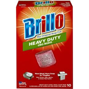 Brillo Heavy Duty Steel Wool Soap Pads, Original Red Scent (Heavy Duty, 10 Count (Pack of 1))