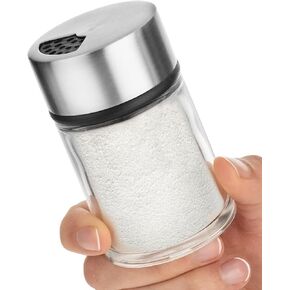 Salt Shaker or Pepper Shaker with Adjustable Pour Holes - Stainless Steel Spice Dispenser - Perfect for Pink Himalayan, Table Salt, Black and White Pepper. (2.4 oz)