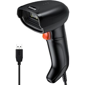 Symcode USB 2D Barcode Scanner Handheld Wired Automatic QR Code Scanner PDF417 Data Matrix Bar Code Scanner with Long USB Cable for Mobile Payment, Convenience Store, Supermarket, Warehouse