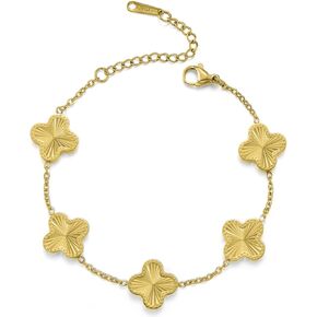 18K Gold Plated Lucky Clover Bracelet for Women | Designer Gold Clover Bracelets | Lovely Gift for Women & Girls