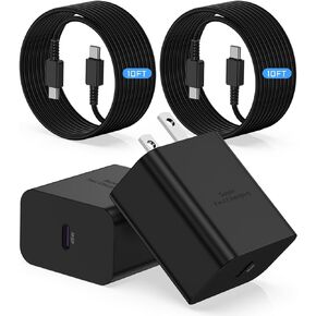 2Pack 45W Super Fast USB C Charger and 10ft Android Phone Charger Cable Cord Long, Type C Wall Charging Block Plug for Samsung Galaxy S24/S23 Ultra/S23/S23+/S22/S22 Ultra/S22 Plus/S21/Note 20/Note10+