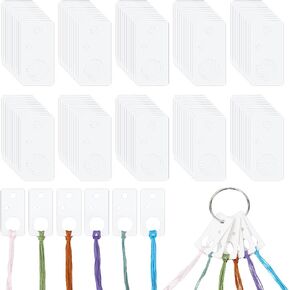 BENECREAT 100 PCS Needle and Thread Organizer Board, Kraft Paper Thread Winding Board, Embroidery Thread Organizer with 1 Iron Flipchart Hinge Ring for Needlework, Embroidery, DIY Crafts