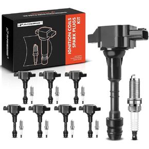 A-Premium Set of 8 Ignition Coil Pack and Iridium Spark Plugs Compatible with Nissan Pathfinder 2008-2012, Titan 2008-2015 & Infiniti QX56 2007-2010, V8 5.6L