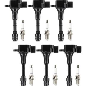 Ignition Coil Pack + Iridium Spark Plugs for Infiniti I35 02-04 QX4 01-03 Nissan Altima 02-06 Frontier 05-06 Maxima 02-08 Murano 03-07 Pathfinder 01-06 Quest 04-09 Xterra 05-06, UF349 5C1403, 6 Sets