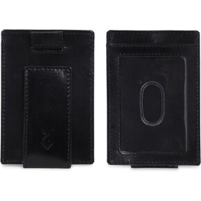 FOXHACKLE Slim Minimalist Leather Wallet with Magnetic Money Clip Front Pocket Credit Card Holder for Men and Women (Black Tannish)