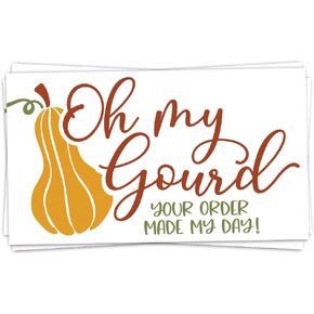 m&h invites 50 Oh My Gourd Fall Thank Your For Your Order Cards (3.5" x 2") Customer Thank You for Supporting My Small Business Appreciation Package Insert