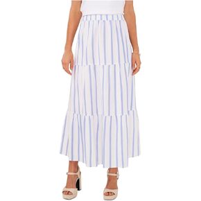 Vince Camuto Womens Linen Blend Striped Midi Skirt