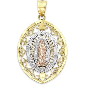 Solid 10k Tricolor Gold Virgen De Guadalupe Pendant for Necklace Virgin Mary Charm Catholic Gift for Her in Kuwait