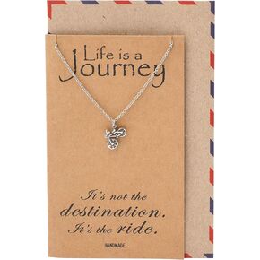 تشيوان المجوهرات قلادة دراجة صغيرة، رحلة المسافر قلادة سحر، هدايا لراكبي الدراجات والتجول، الحد الأدنى من القلائد اللذيذة، مجوهرات اللياقة البدنية مع بطاقة اقتباس in Kuwait