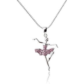 Cherished Moments Sterling Silver Pink CZ Ballerina Dancer Necklace for Toddlers, Little Girls, Kids, or Teens