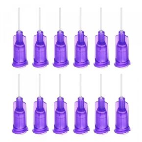uxcell 20 Pcs 21G Plastic Dispensing Needles, 1/2" PP Glue Needle Tube Blunt Luer Lock Tips with PP Flexible Needle for Liquid Glue Gun, Purple