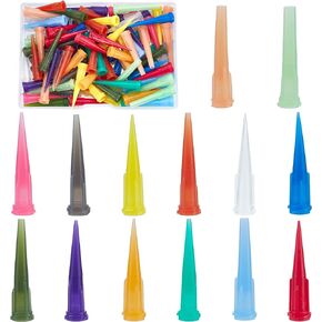 GORGECRAFT 14 Colors 112PCS Plastic Tapered Glue Liquid Dispenser Pinhead Blunt End Needle Tip Dispensing Fill Needles Dispensing Tips for Refilling Glue Fluid Precisely