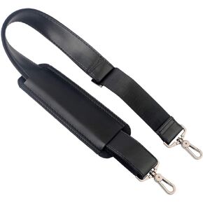 BEAULEGAN Bag Strap Replacement - Leather with Nylon - 51 Inch Long Adjustable for Crossbody/Shoulder, 1.5 Inch Wide (Black/Gunmetal)