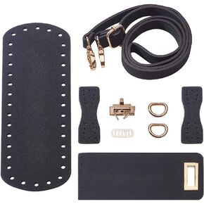 PandaHall DIY PU Leather Bag Knitting Set, Leather Bag Bottom/26" Shoulder Strap/Bag Twist Lock/Flap Cover/Bag Buckles for Crochet Handbag Tote Shoulder Bag, Camel(7 Kinds of Accessories)
