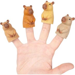 Archie McPhee Capybara Relaxing Rodents Cool, Calm, and Colorful Entertainment - Finger Puppet Set of 4