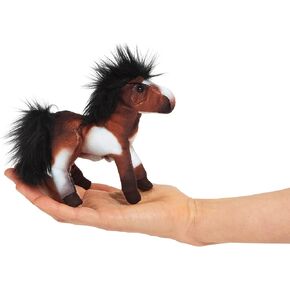 Folkmanis Mini Horse Finger Puppet,Brown; Black; White