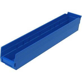 Akro-Mils 30124 Plastic Nesting Shelf Bin Box, (24-Inch x 4-Inch x 4-Inch), Blue, (12-Pack)