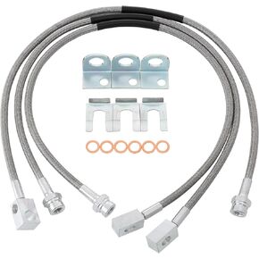 89715 خطوط فرامل أمامية وخلفية ممتدة من الفولاذ المقاوم للصدأ متوافقة مع 1987-2006 Jeep Wrangler TJ/YJ/XJ، 1984-2001 Jeep Cherokee XJ 4-6" رفع 89715 in Kuwait