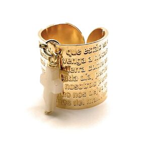 Our Father Ring, Our Father Prayer Ring, Lords Prayer, Adjustable Ring, Religious Ring, Woman Ring, Oración Padre Nuestro, Catholic jewelry, Mother of pearl cross, Gold ring, Women ring, Women jewelry