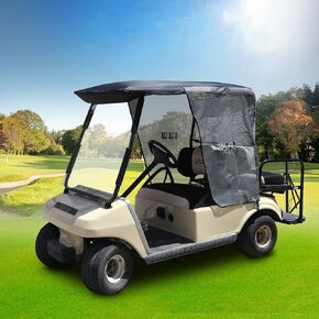 Golf Cart Sun Shade Cover for Club Car DS, Superior UV Heat Blocking Polyester Mesh Canopy Cover, Durable & Easy Install (Black/Grey)