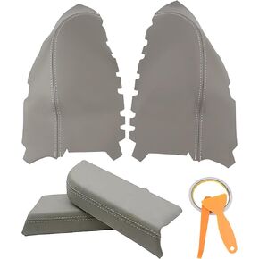 AUTOKAY 2pcs Leather Front Door Panels Armrest Cover Fits for Honda Pilot 2009-2015 - Gray